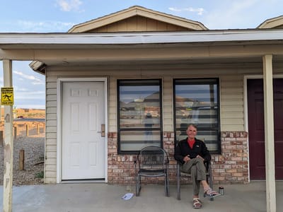 Factory Butte: Safe and sound at the Whispering Sands Hotel