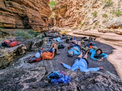 Day 10- Thunder River Camp (Mile 134) to Olo Canyon Camp (Mile 146): Nap time on the Patio