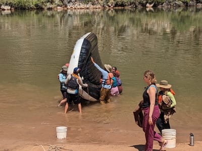 Day 14 (The Finale) - Mile 216 Camp to Diamond Creek: Cleaning the rafts