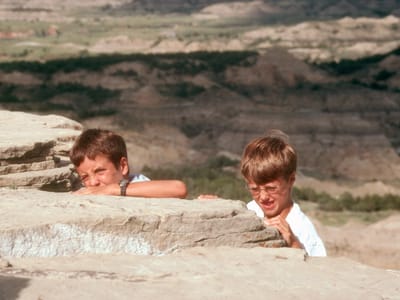 Theodore Roosevelt National Park (South Unit): Boys climbing Theodore Roosevelt Park