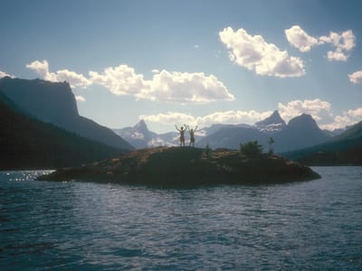 Waterton-Glacier National Park: Kid's on Island in St Mary's Lake