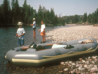 Grand Teton National Park: Herb and boys fishing for trout on the Snake River