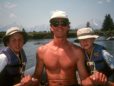Grand Teton National Park: Herb and the boys rafting the Snake River