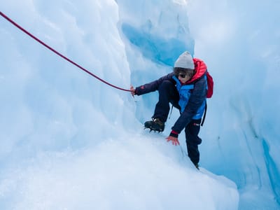 Fox Glacier: Lolo showing off her rope skills