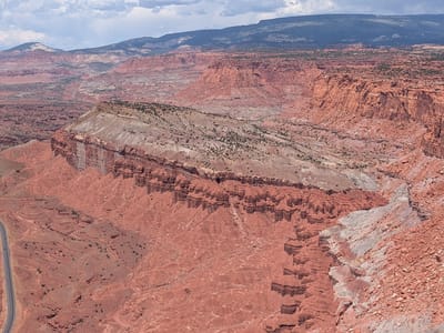 Capitol Reef National Park: View of the Waterpocket Fold from atop the Knobs