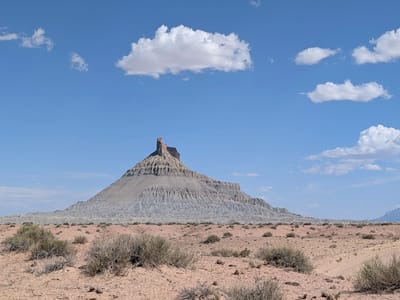Mars Desert Research Station, Factory Butte, and Moonscape Overlook: One perspective of Factory Butte