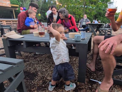 Edgartown: Walker boogying to music