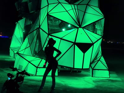 Our Burning Man Experience: Huggzilla with dancer