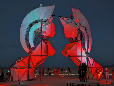 Our Burning Man Experience: Sphinx Gates at night