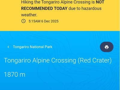 Tongariro National Park: Tongariro Alpine Crossing Forecast
