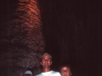 Carlsbad Caverns: Dad and Kids in Cave