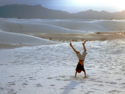 White Sands National Monument: Andrew's dune handstand