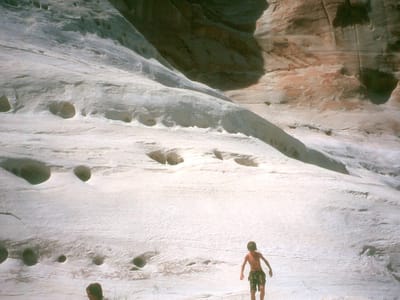 Petroglyph National Monument: Herb and Boys on Petroglyph Hike