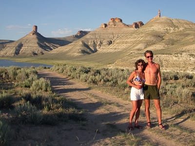 Flaming Gorge National Recreation Area  - Fire Hole Canyon: Lolo and Herb at sunset