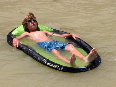 Flaming Gorge National Recreation Area  - Fire Hole Canyon: Tom relaxing in float