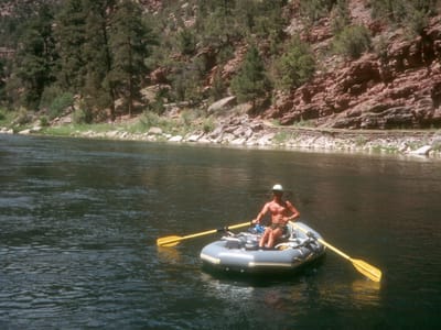 Flaming Gorge National Recreation Area Dam: Herb and his trusty rubber boat