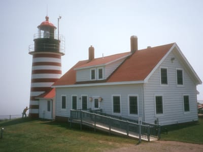 Quoddy Head State Park: Herb holding up Quoddy Head Light