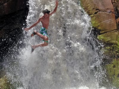 Capitol Reef National Park: Tommy getting waterfall big air