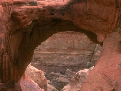 Capitol Reef National Park: Lolo and the boys on Cassidy Arch