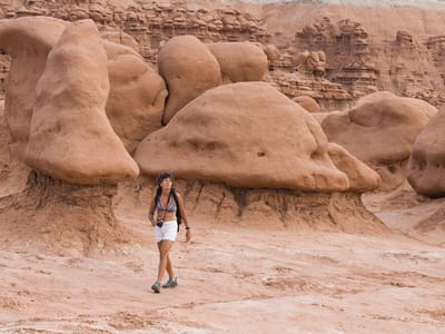 Goblin Valley State Park: Lolo hiking among the goblins