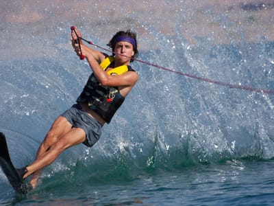 Lake Mead National Recreation Area - Echo Bay: Andrew waterskiing Lake Mead - TJG