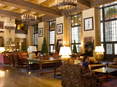 Yosemite Valley: Boys in Ahwahnee Hotel \"Great Lounge\"