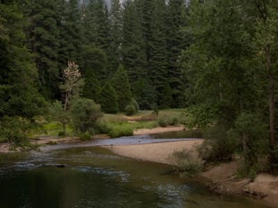 Yosemite Valley: Half Dome from Sentinel Bridge with Andrew tubing