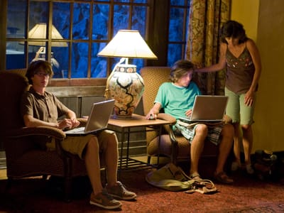 Yosemite Valley: Boy's getting \"wi-fi\" at the Ahwahnee