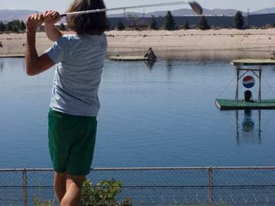 Reno / Grand Sierra Resort Casino & RV Park: Andrew driving golf balls