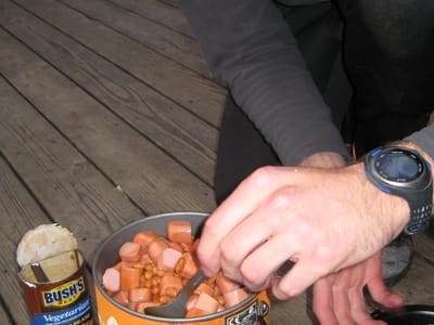 Liberty Springs Campsite: Nik cooking up some beans