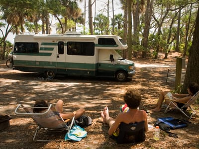 Hunting Island State Park: Hunting Island Campsite with Lazy Daze