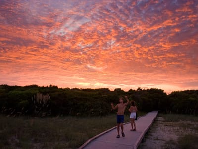 Huntington Beach State Park: Andrew & Lolo enjoying sunset