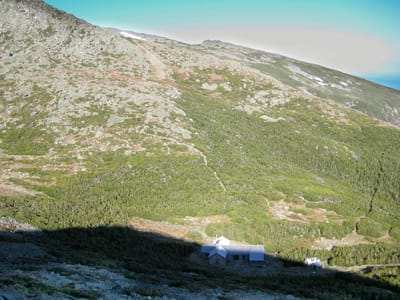 Square Ledge, Pinkham Notch: View of Madison Hut from Mt. Madison Summit