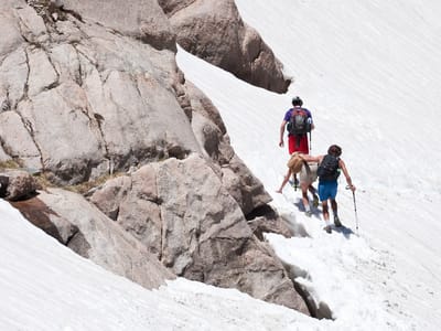 Estes Park: Nervous Lolo crossing the snowfield
