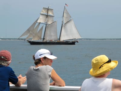 Tisbury: Schooner sailing from deck of MV Ferry