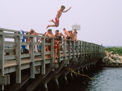 Oak Bluffs: Tommy jumping off Memorial Bridge