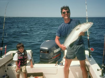 Edgartown: Herb with Boat Caught Striped Bass