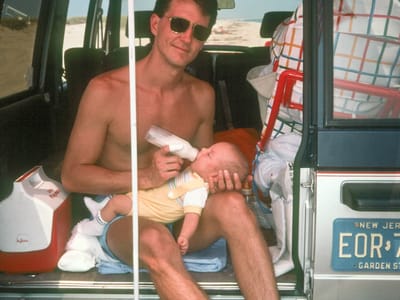 Chappaquiddick: Herb and baby Andrew Tailgating in back of Isuzu Trooper