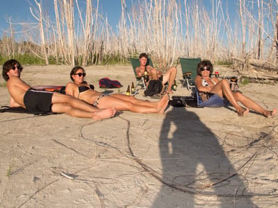 Lake McConaughy State Park: Relaxing on the beach after \"Frisbee Pong\"