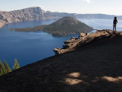 Crater Lake National Park: Wizard Island from Overlook in the Morning