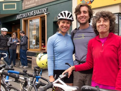 San Francisco North / Petaluma KOA and Side Trips to San Francisco: Andrew, Celeste and Lolo at Arizmendi Bakery