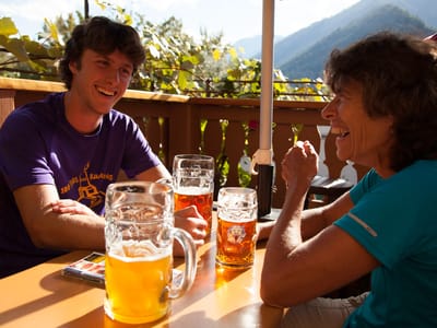 Leavenworth: Tom and Lolo Enjoying Munchen Haus Beers