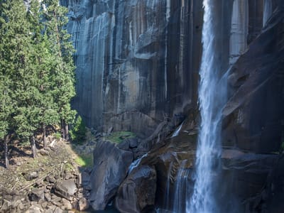 Yosemite National Park: Vernal Falls with Rainbow at Base