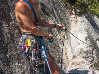 Yosemite National Park: Herb Belaying at First Pitch of \"Harry Daley\"