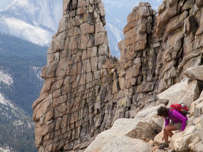 Yosemite National Park: Lolo being \"Extreme\" on Mount Hoffman