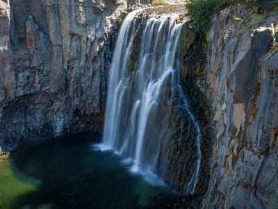 Eastern Sierra (South of  Mono Lake): Rainbowless Falls at Devils Postpile National Monument