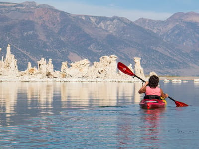 Mono Lake: Lolo Kayaking among the Tufas of Mono Lake