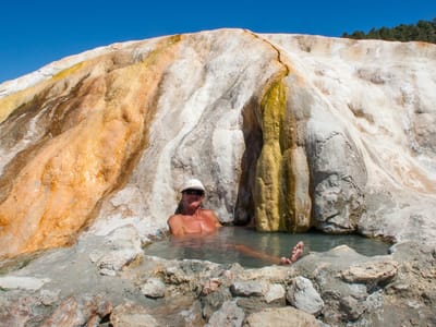 Eastern Sierra (North of  Mono Lake): Travertine Hot Spring with Herb