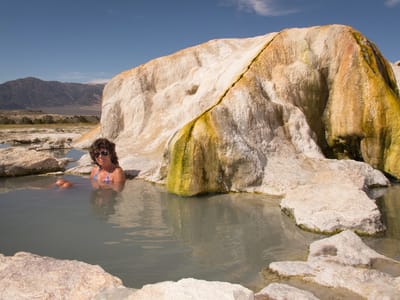 Eastern Sierra (North of  Mono Lake): Travertine Hot Spring with Lolo