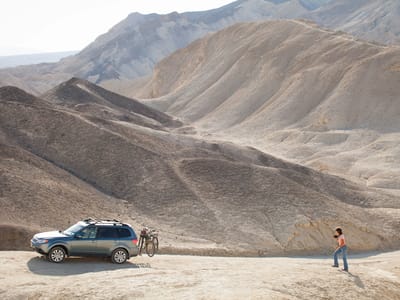 Death Valley National Park: Subaru and Lolo on Twenty Mule Team Canyon Road